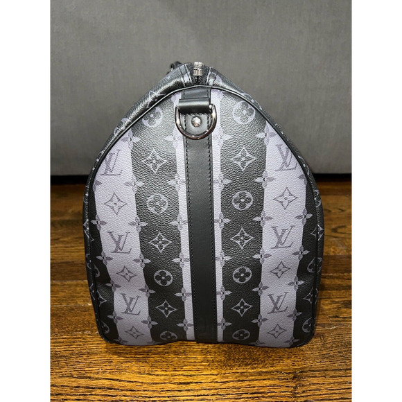 Louis Vuitton Keepall Bandouliere 55 Nigo Black Stripe Monogram Heart Travel Bag - Picture 6 of 12